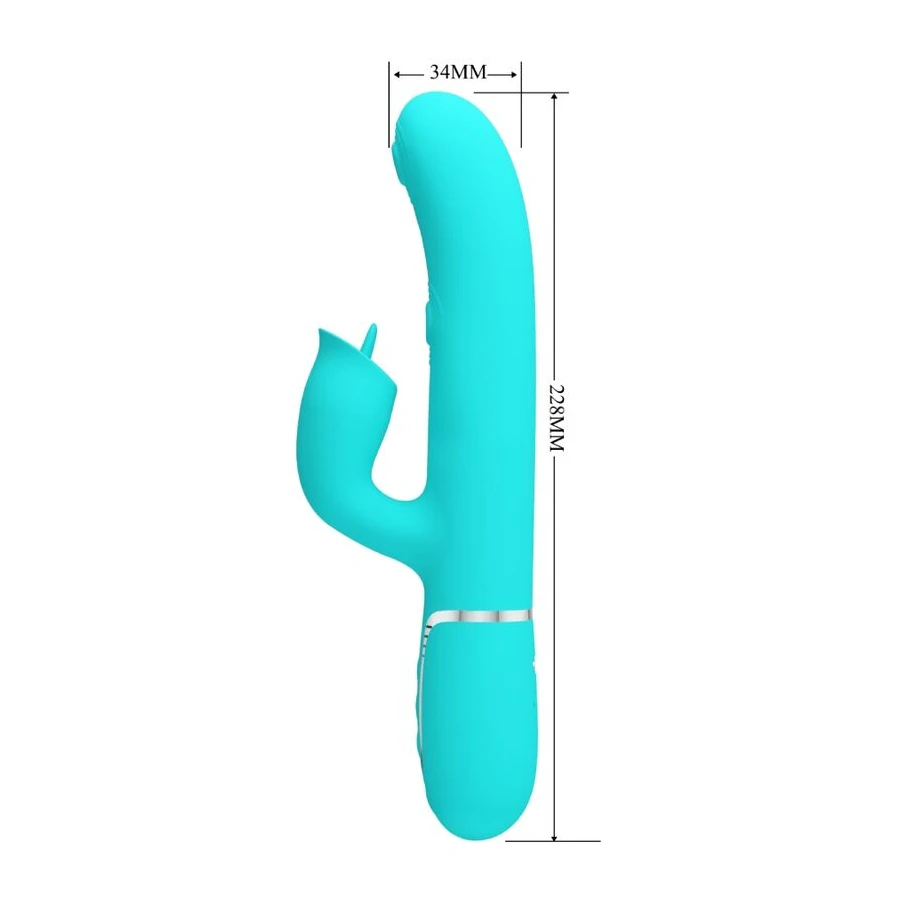PRETTY LOVE - VIBRATORE CONIGLIO CON LECCATURA VERDE ACQUA